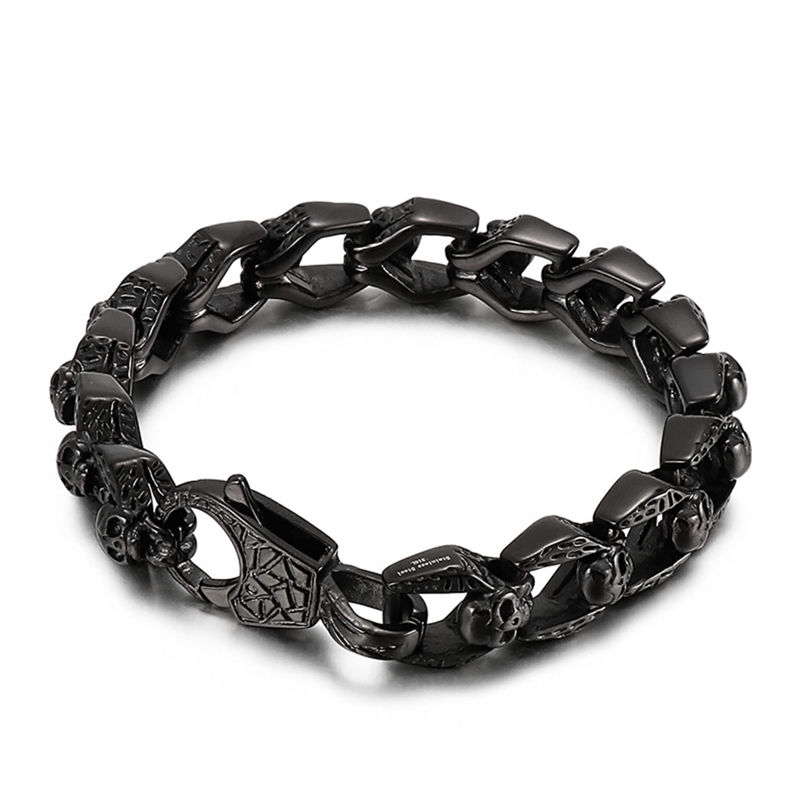 Bracelet Chaîne Noire, Bracelet Chaine Homme Acier Inoxydable Simplicité Rétro Cadeau Saint Valentin Bracelet