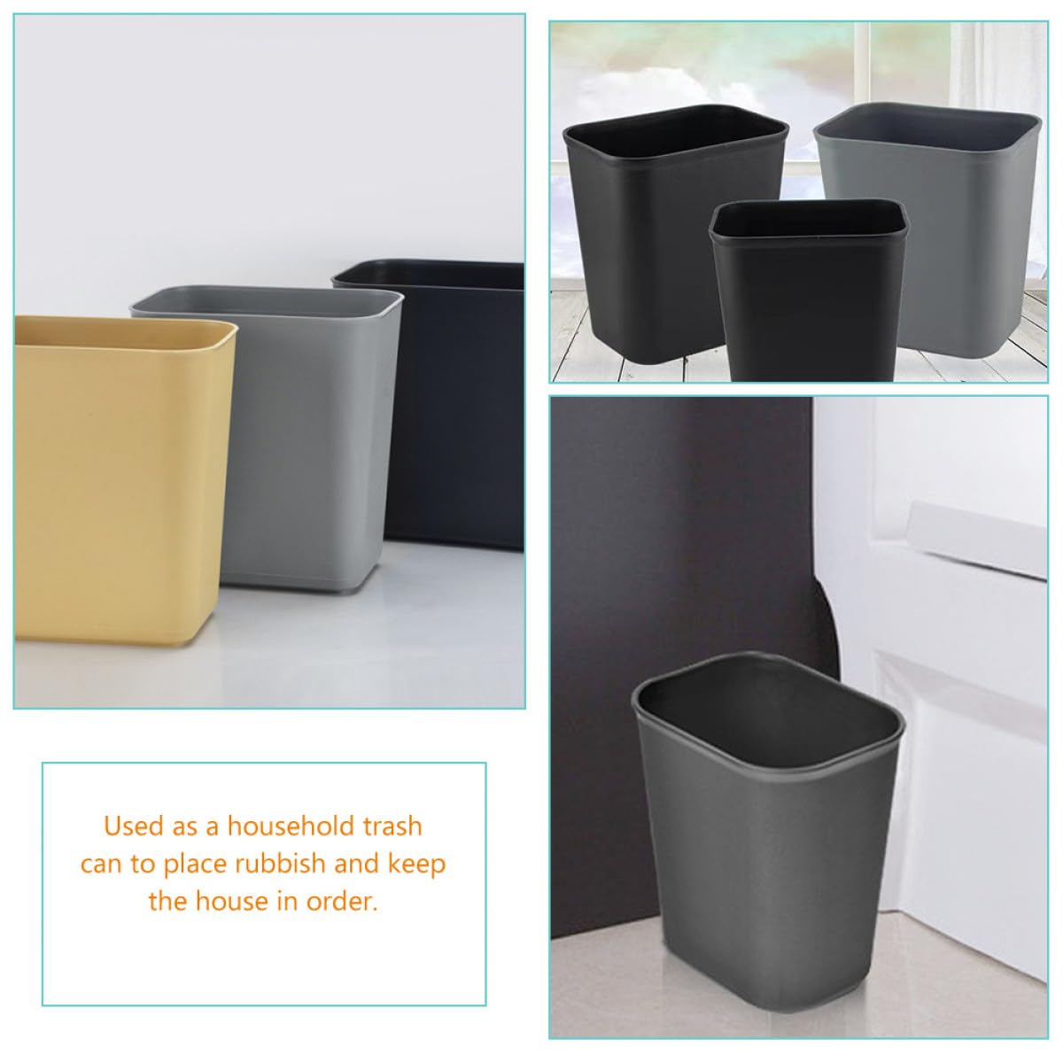 Outanaya Bidoni della Spazzatura Domestici Rettangolari in Plastica 8l Set da 2, Contenitori per Raccolta Rifiuti per Ufficio e Casa, Cestini per Carta e Rifiuti da Scrivania, Design