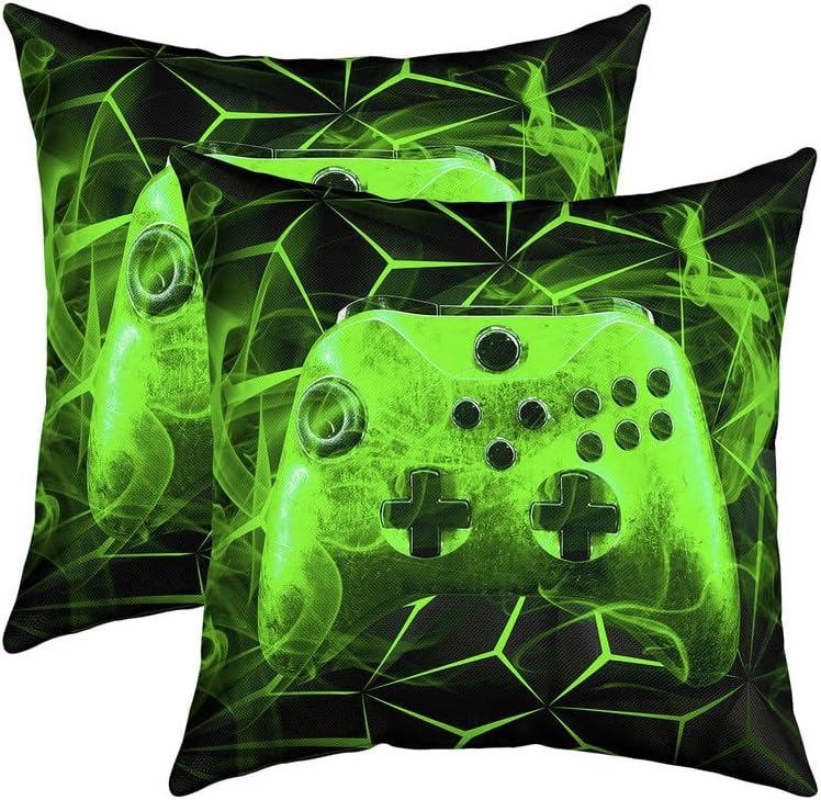 Feelyou Gamer Throw Pillow Covers 22"x22" Set of 2 Soft Boys Gamer Room Decor Pillow Cases Cushion Covers for Living Room Bedroom Video Game Gaming Decorative Throw Pillowcases for Sofa Couc