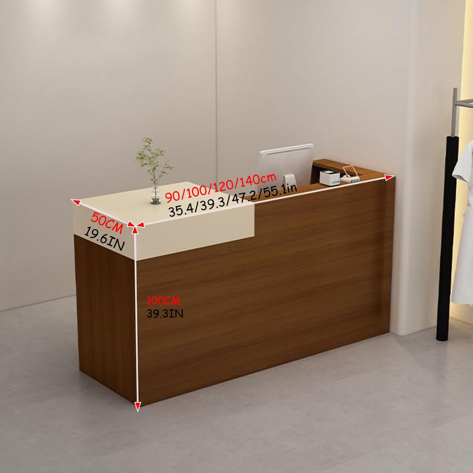 Abschließbarer Empfangstisch mit Aufbewahrungsschublade – moderner stehender Kassentisch für Einzelhandel, Büro, Lobby, Geschäft – professionelle Empfangsmöbel für mehr Sicherheit und Nization
