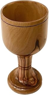 Premium Communion Wine Goblet/Cup -Chalice Olive Wood- 6 Inches - Hand Made from Bethlehem,Israel