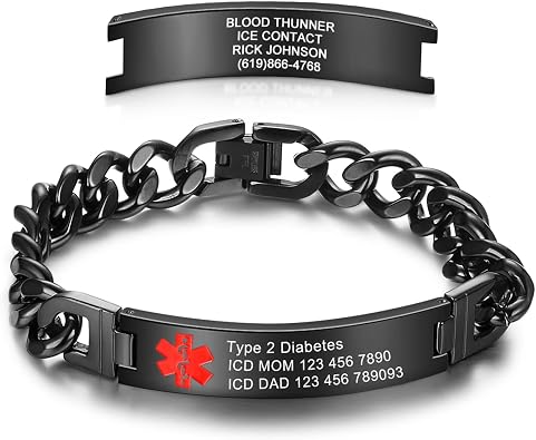 Personalized Emergency Bracelets for Women & Men - Stainless Steel Medical ID Bracelets