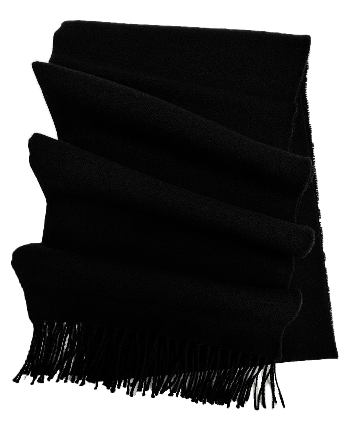 Sciarpa di lana da uomo, tinta unita, a spina di pesce, colore nero, 100% lana (merino), Nero , 50 x 200 cm ( B x L )