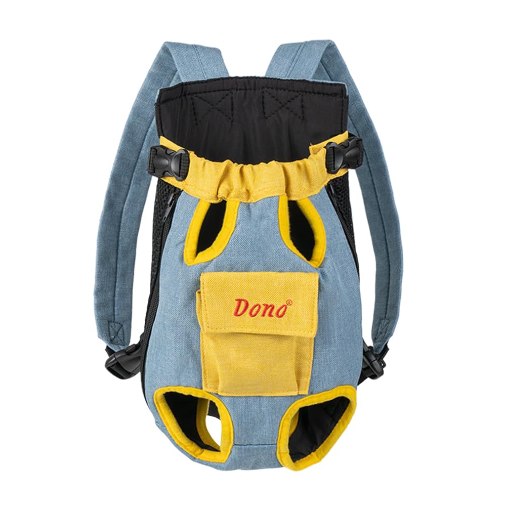 Jackanna Portable Pet Bag for Chest Four Legs (Blue and Yellow, XL)