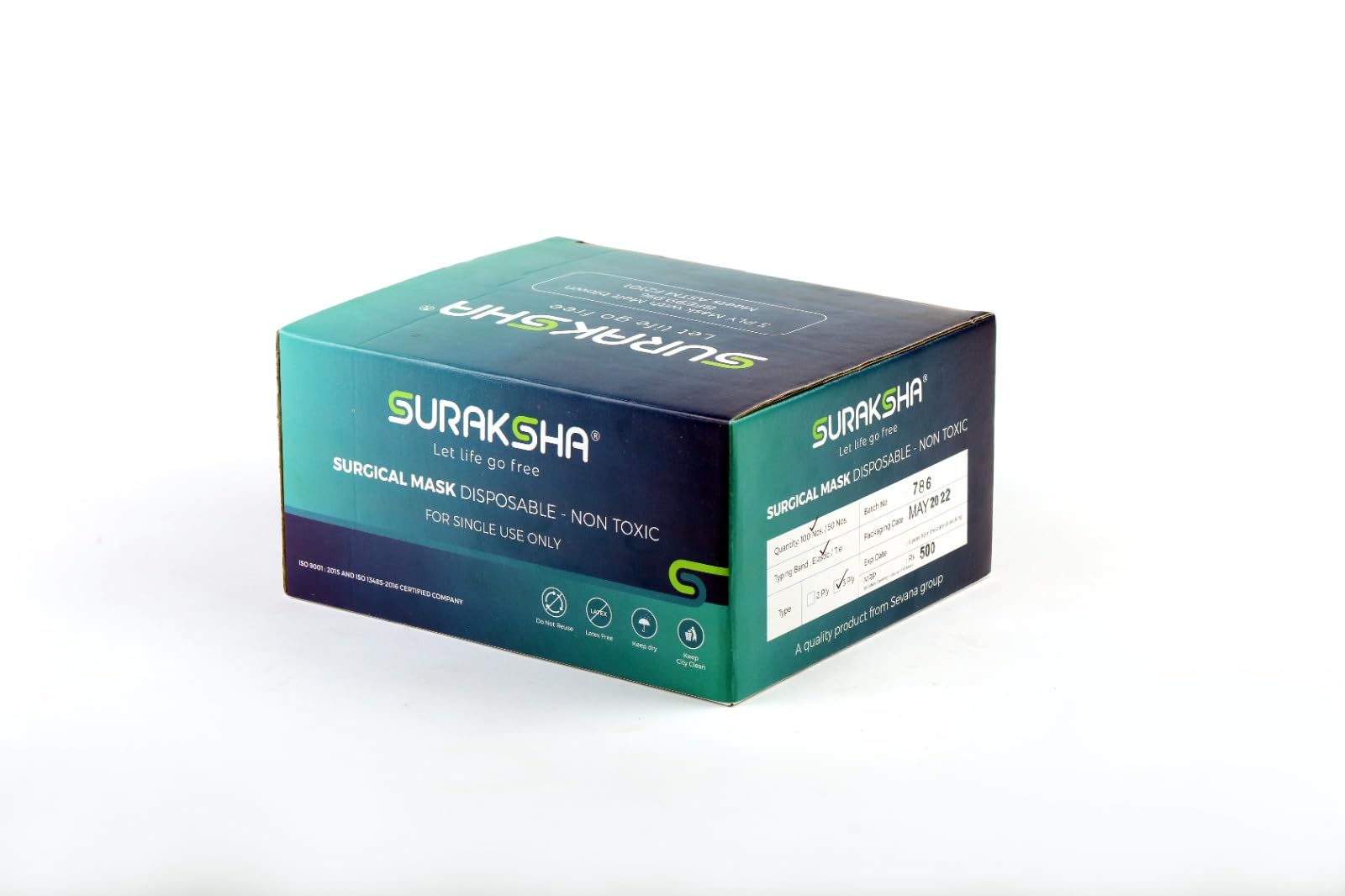 Suraksha Elastic 3 Ply Mask Black 100pcs-image-27