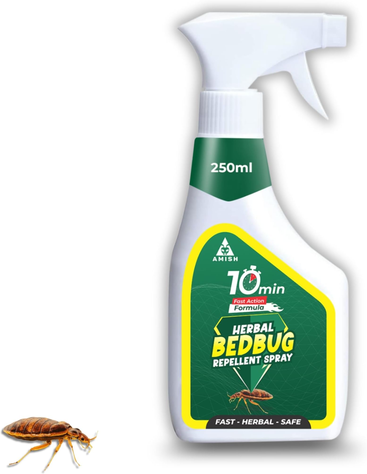 Amish Herbal Bedbug Spray 250ml | Powerful Bed Bugs Repel Spray for Bed, Mattress & Furniture | Organic Khatmal Repellent for Home | Odorless Herbal Pest Control