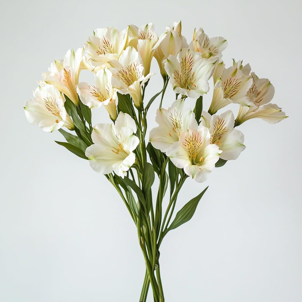 GlobalRose 30 Cream Alstroemeria Flowers – Responsibly Sourced Peruvian Lilies Flowers – Hand-Picked Flowers Fresh Bouquet for Graduation, Anniversary & Special Occasions (3 Bunches of 10 Stems