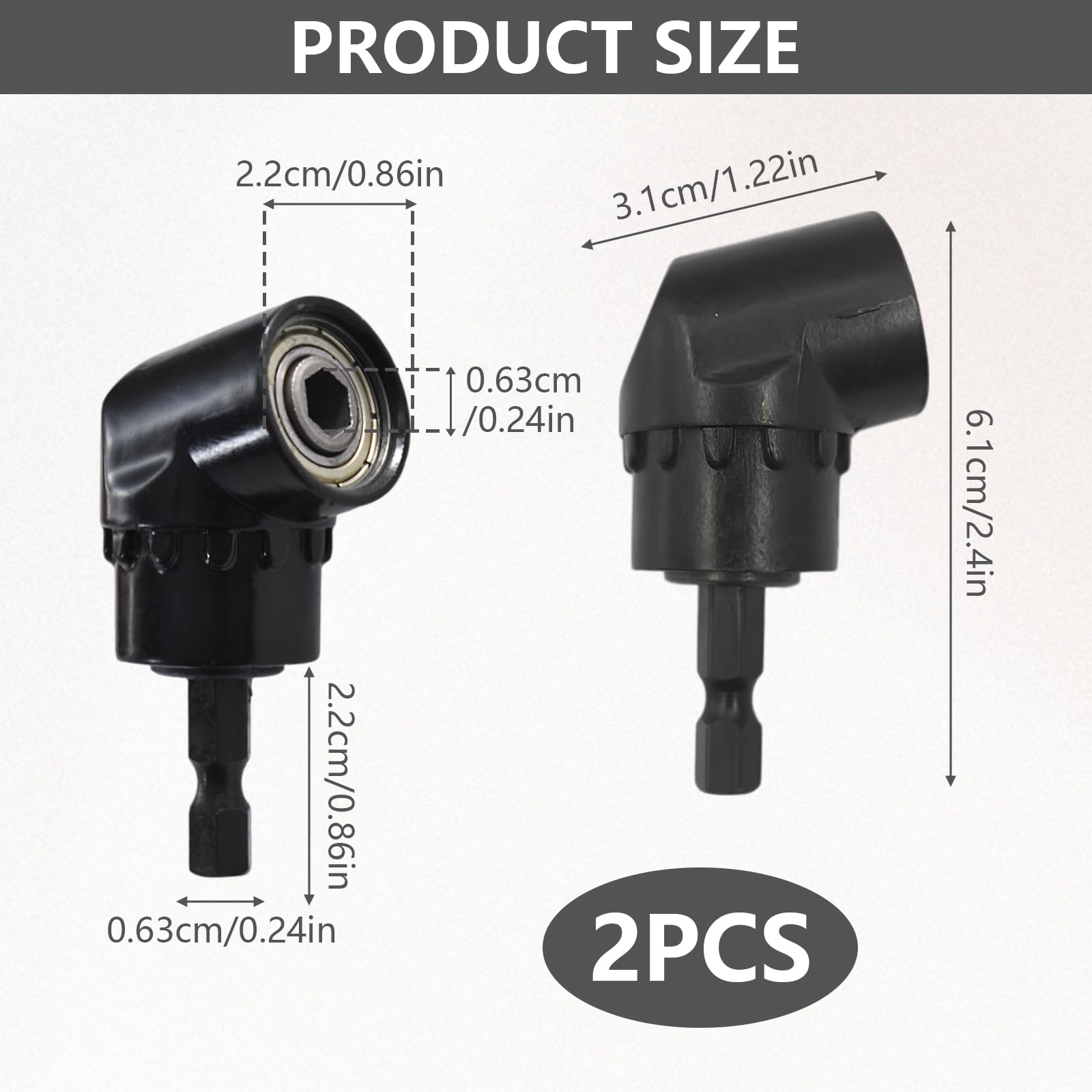 2 Pcs Right Angle Drill Attachment 105 Degree Right Angle Drill Driver Short Angle Screwdriver Angle Drill Attachment 105 Degree Angle Screwdriver Adapter for Narrow Workspaces (Black) - Image 2