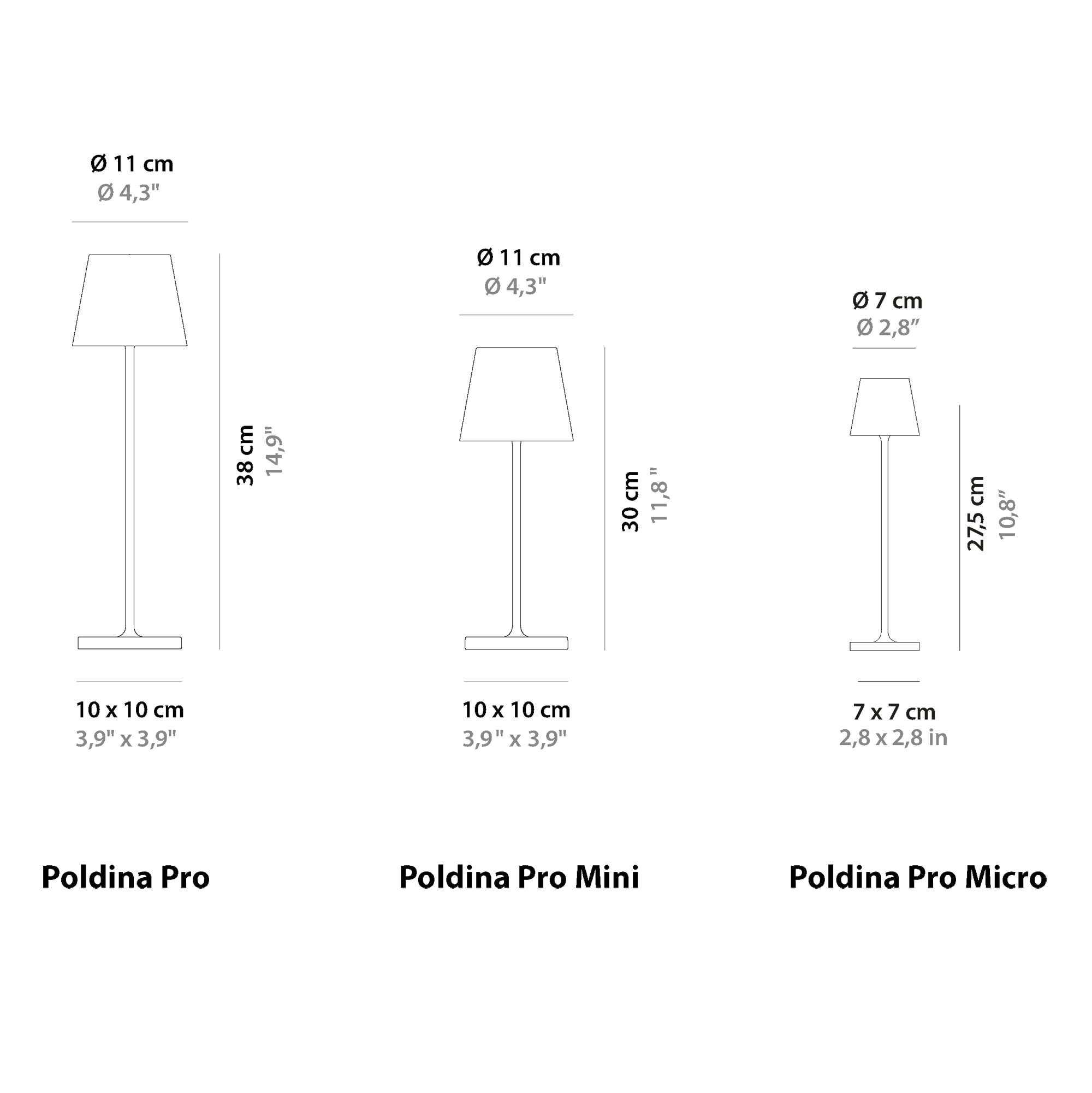 Zafferano Poldina Pro Micro, Lampada da tavolo LED senza fili Ricaricabile, Temperatura colore 2200-2700-3000K, IP65 Uso Interno/Esterno Batteria Lunga Durata, Alluminio H 27.5 cm - Grigio scuro