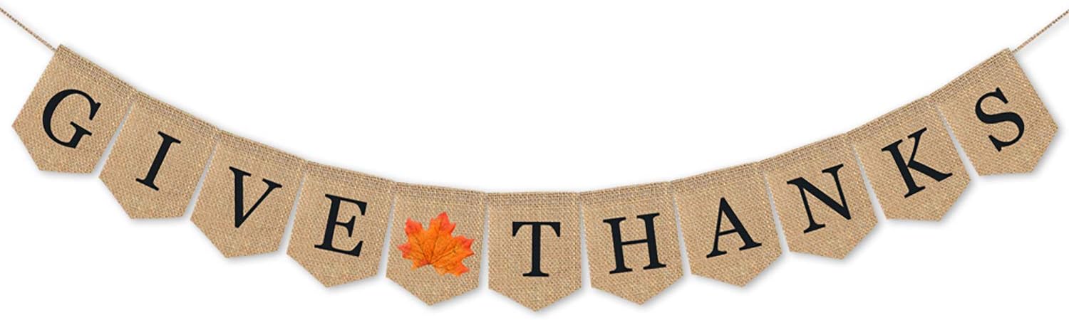 Give Thanks Banner, Thanksgiving Decorations Burlap Banner Thanksgiving Decor Friendsgiving Party Home Decoration