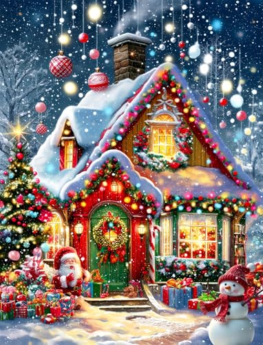 cdsnxore 5D Diamond Painting Kit Christmas Snow House Diamond Art Kits for Adults Home Decor 30x40 cm (309)
