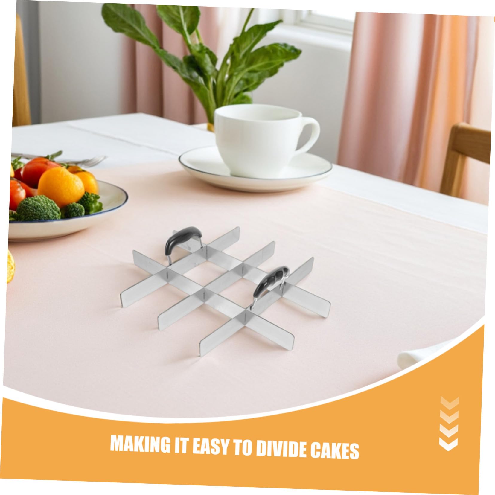 Mikikit 2 Piezas Cortador de Pastel de Acero Inoxidable Divisor de Tartas con Espátula para Repostería y Porcionado Preciso de Postres para Cocina Profesional y Hogar