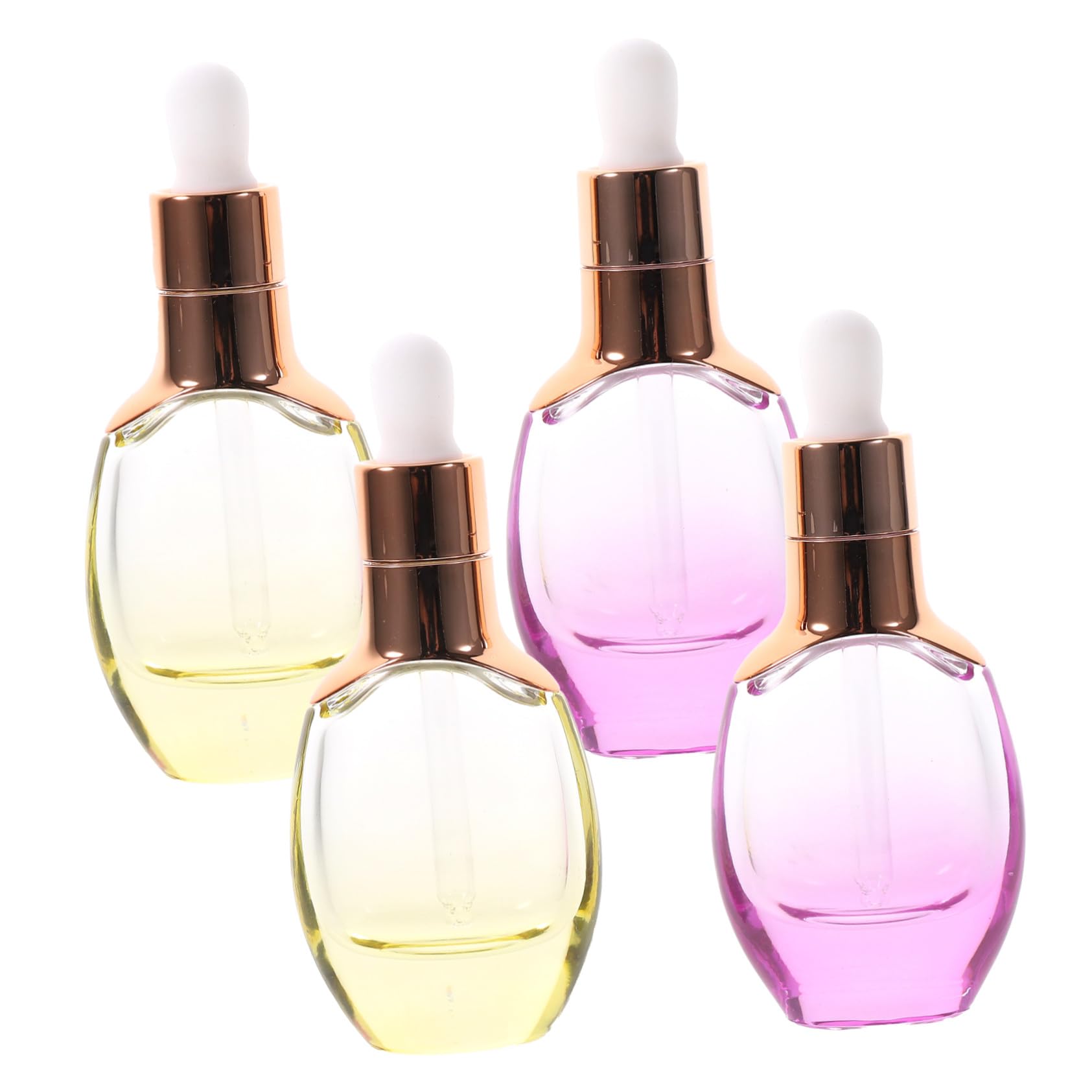 Boccette Contagocce in Vetro 35ml, 4 Pezzi Portatili | Tappo in Bambù, Antiperdita, Formato da Viaggio, per Olio Essenziale e Profumo Colore Casuale