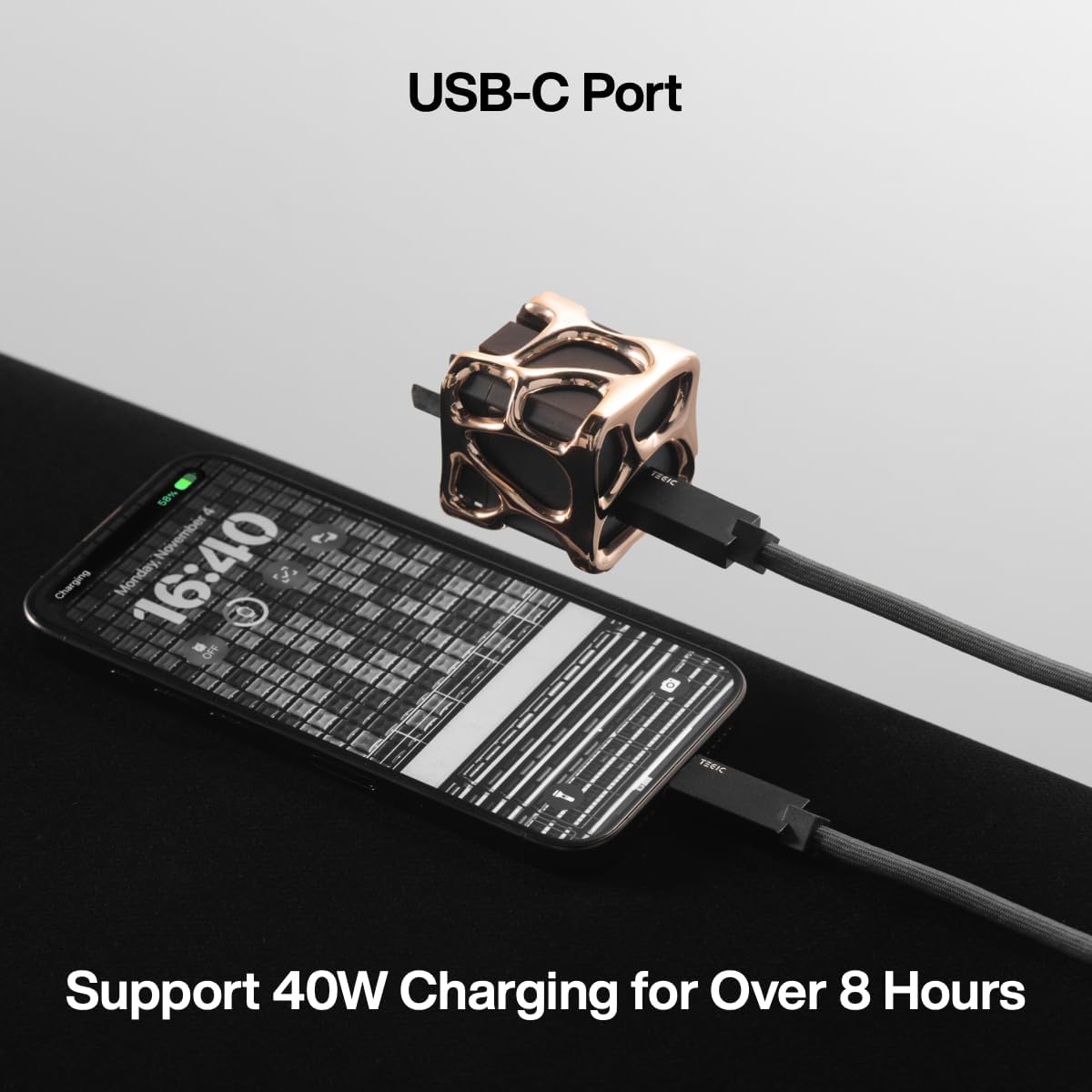 Angry Miao Emptiness USB C Charger Block 40W, GaN Portable Charger Fast Charging for iPhone 15/15 Plus/15 Pro/15 Pro Max, 14/13 Series, iPad,(Cable Not Included),Silver