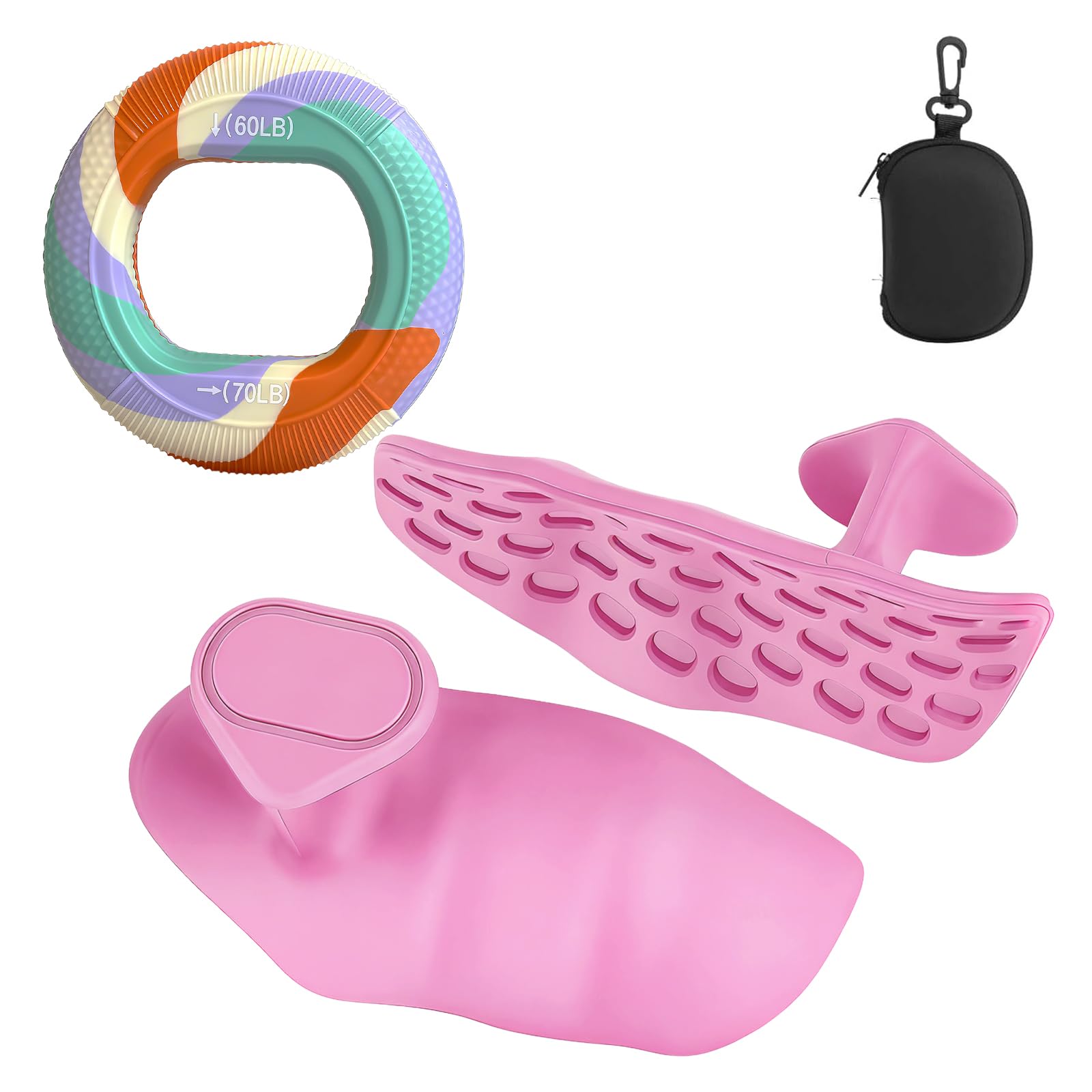 flintronic Gym Hand Grips, Weight Lifting Grips, Anti-Slip Silicone Workout Grips, Fingerless Workout Gloves for Palm Protection, for Training, Dumbbell, Deadlift, Pull-Ups, Pink