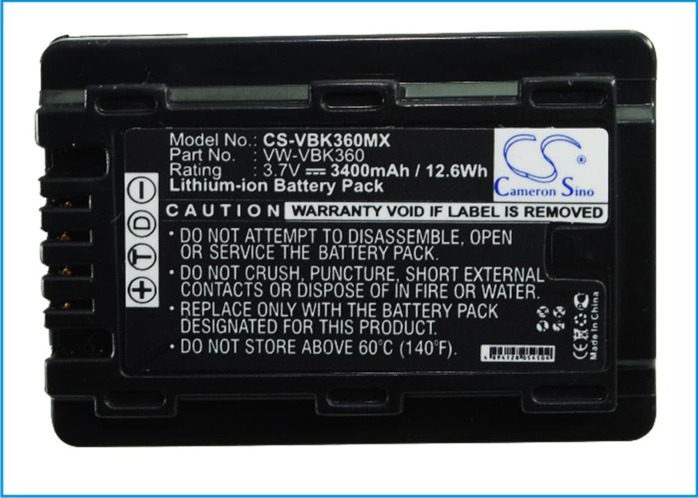 VI VINTRONS 3400mAh Battery for Panasonic SDR-H85, SDR-T55, SDR-T50, SDR-S50
