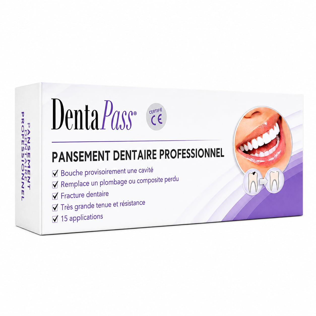 Pansement Dentaire | Pansement dentaire provisoire | Reboucher une Carie, Amalgame, Trou dans une Dent | Rage de Dent | Qualité Professionnelle | Application Facile | Certifié CE | Entreprise FR