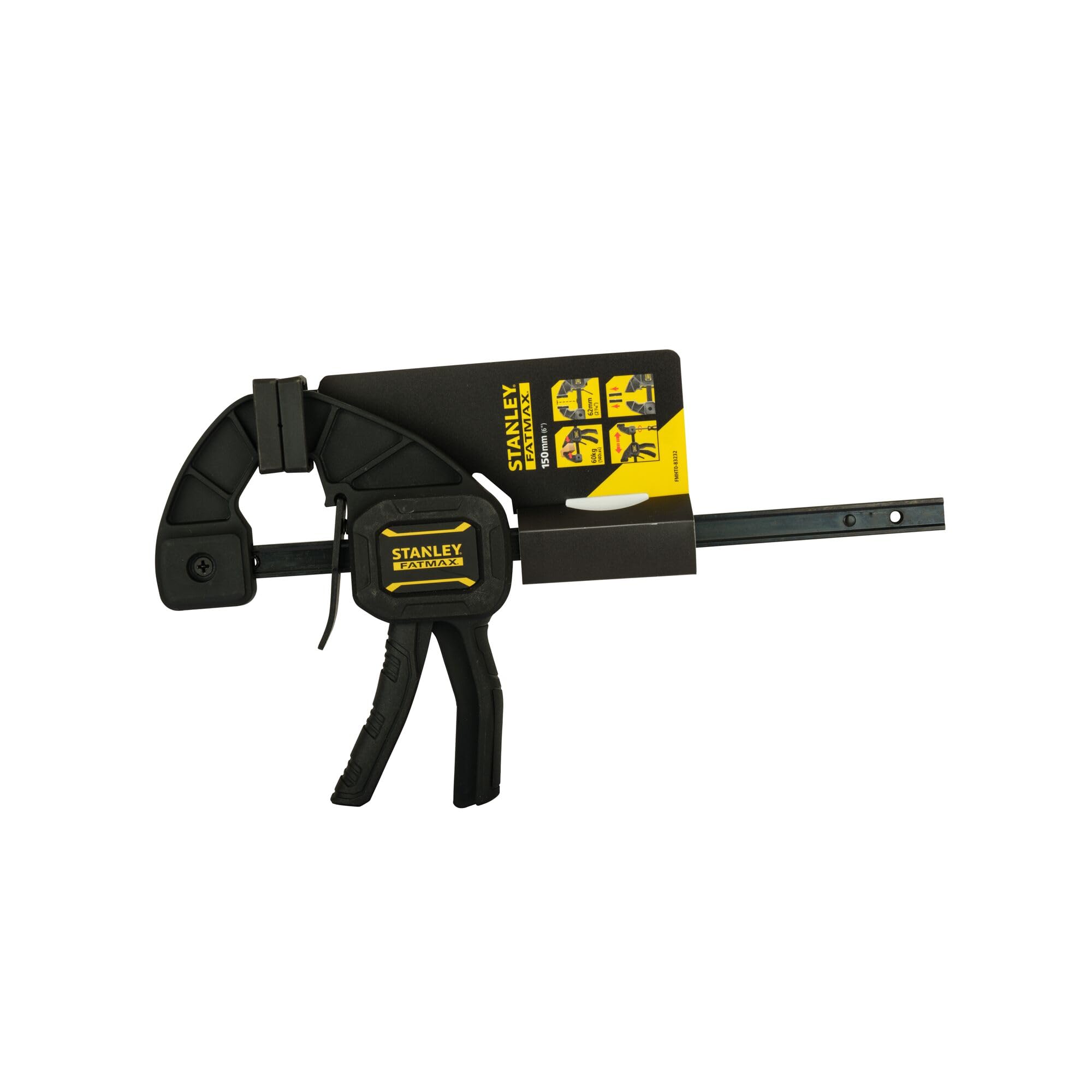Stanley Fmht0-83232 Serre-Joint M 150 Gamme FatMax - Travaux De Précision - Patin De Protection Amovibles - Rainure En V Pour Maintien Des Tubes - Rail En Acier - Corps En Nylon Renforcé