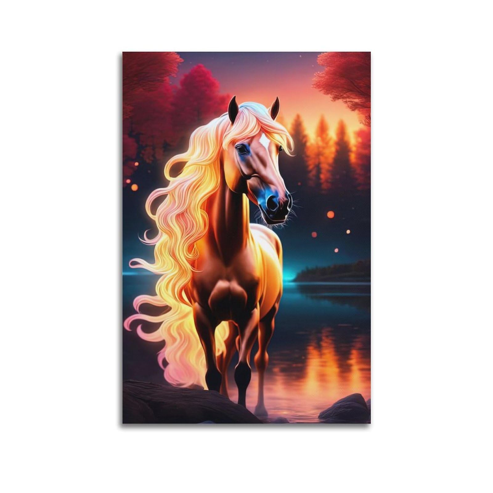 WZKTCL Animal Poster Horses at The River Poster Decorative Painting Canvas Wall Posters And Art Picture Print Modern Family Bedroom Decor Posters 20x30inch(50x75cm)