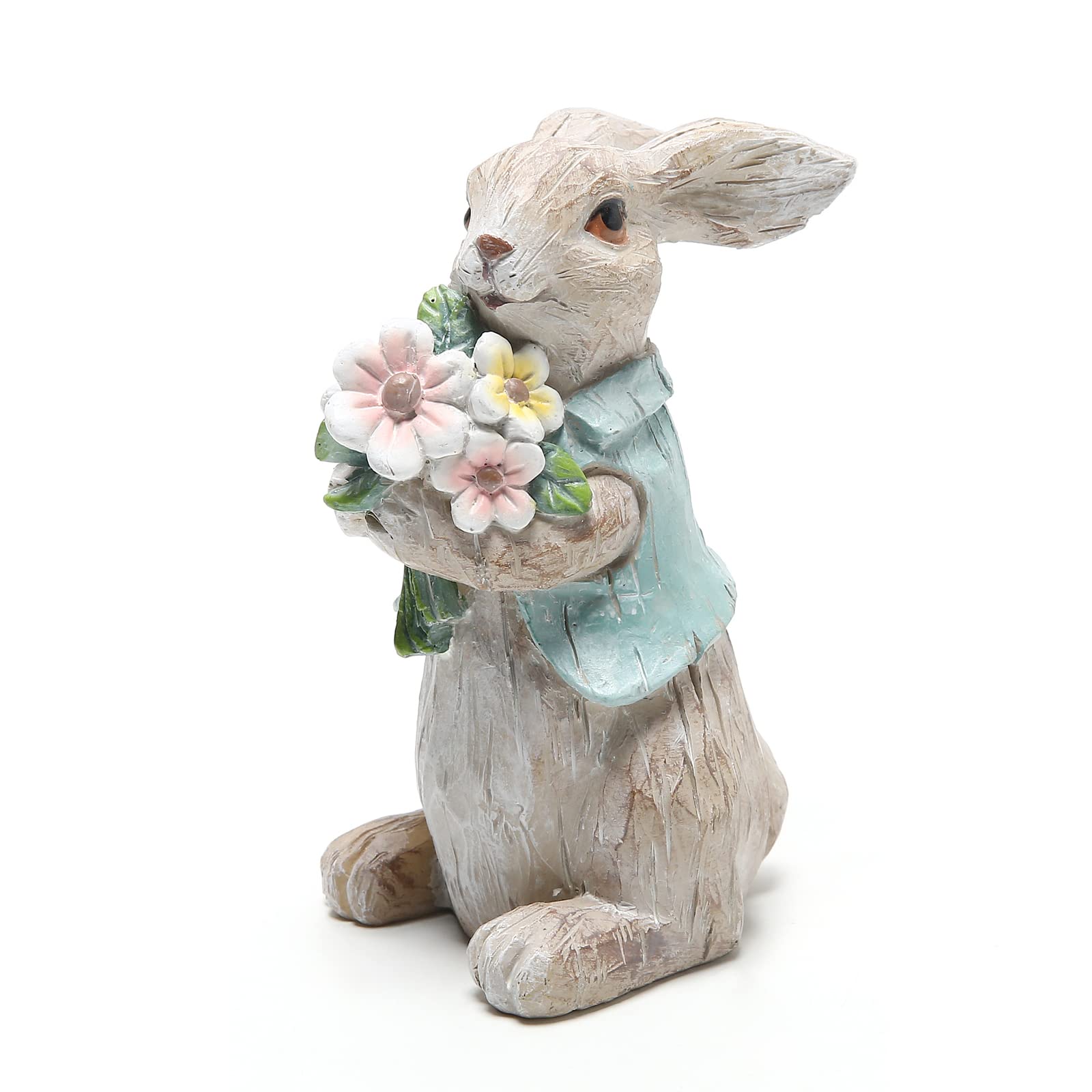 Hodao Easter Bunny Decorations Spring Home Decor Bunny Figurines(Spring Gray Rabbit)