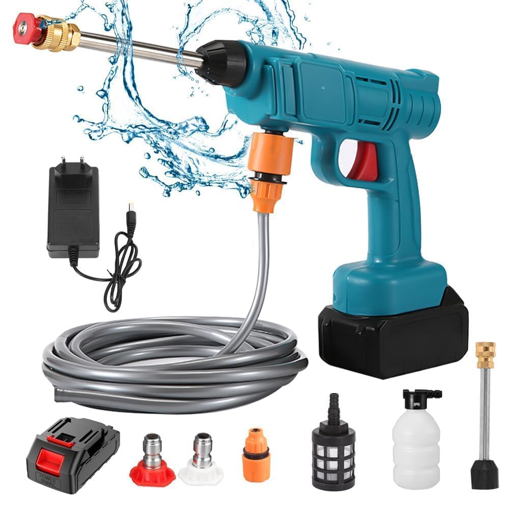 21 V 30 Bar High Pressure Water Gun with 6000 mAh Battery and Accessories, Portable Mobile Pressure Washer, Battery Steam Jet for Car, Home, Lawn, Patios-image-13