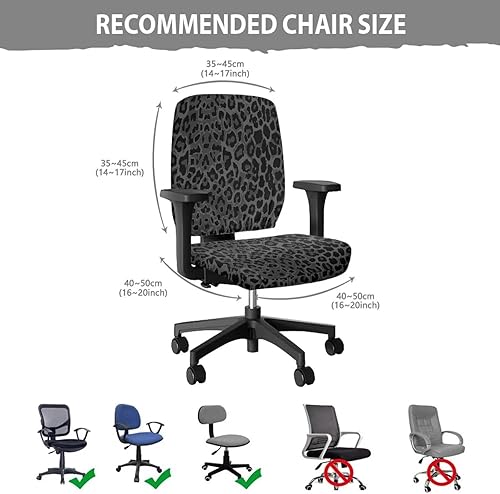 Miniatura 7 de Talayituse Funda para silla de oficina de computadora con estampado de leopardo negro, fundas universales elásticas para sillas giratorias
