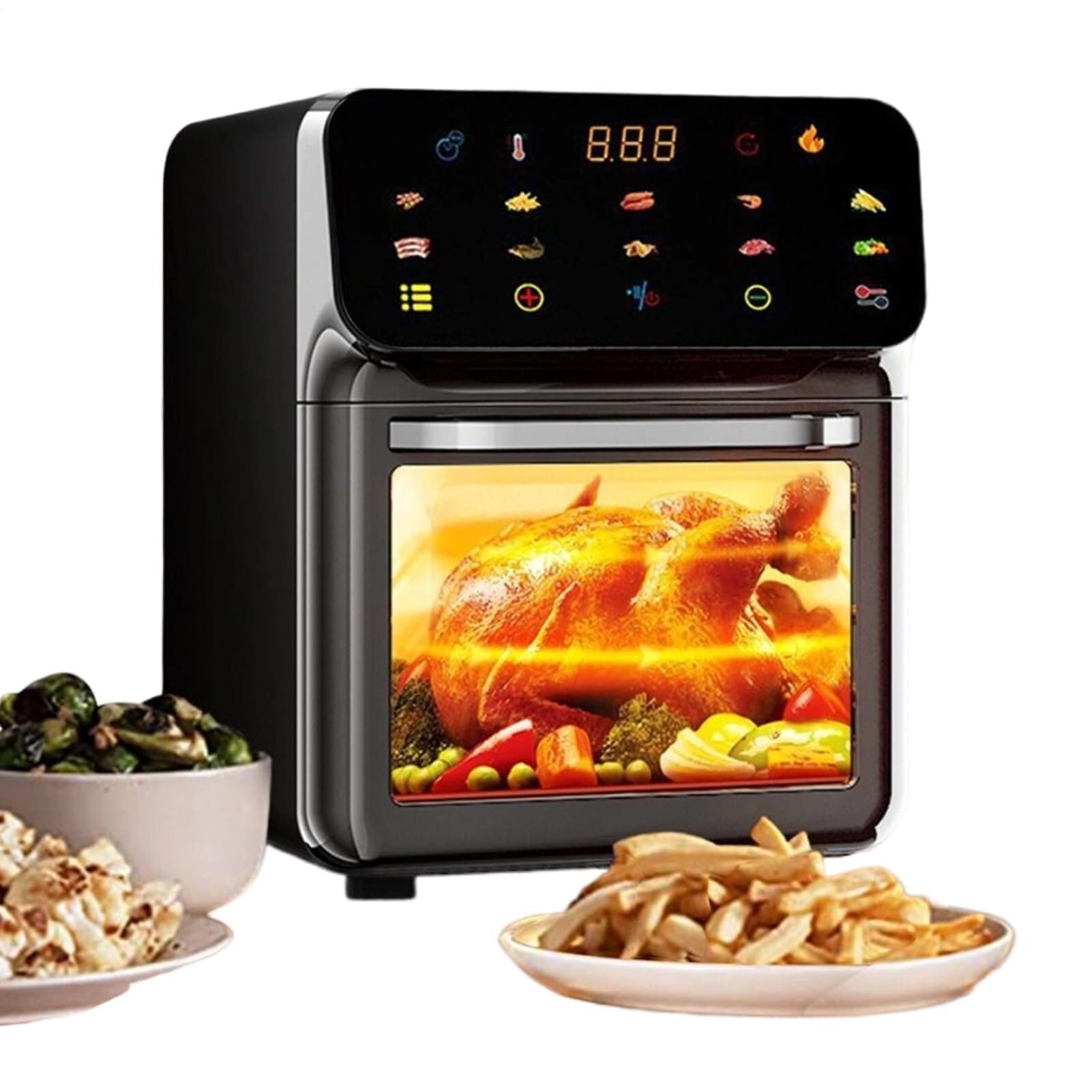 Friggitrice ad aria, forno tostapane, 12 l, digitale | Finestra trasparente e tecnologia 3D che uniforme la cottura, ideale per i principianti; consente di cuocere