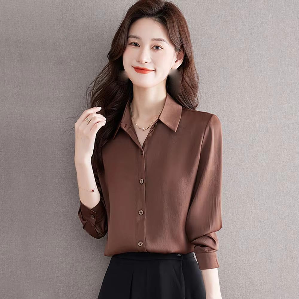 Women's Solid Blouse Office Lady Shirt with Texture Soft Comfortable Casual Simple Top