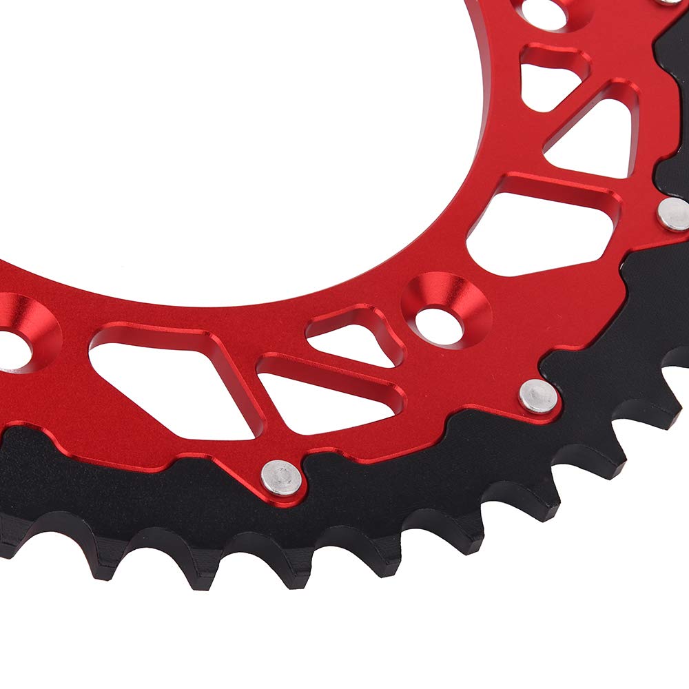 Piñón Trasero Moto 520-45T Aluminio para Beta RR 250-498 CC Enduro Rojo | Corona de cadena aluminio 520-45T con tornillos, Dirt Bike y motocross, para Beta RR 430 480RR 500 RS RR-S 250-498 cc