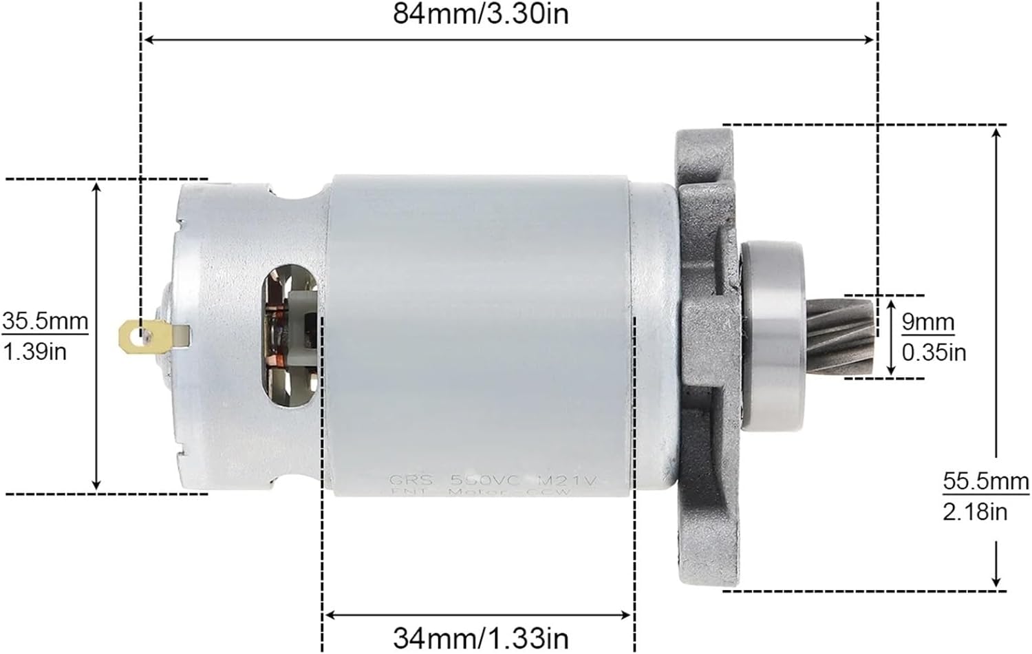 COKYIS RS550 DC Motor 8 Teeth High Power Reciprocating Saw Micro Motor with Helical Teeth Gear for Electric Saber Saw