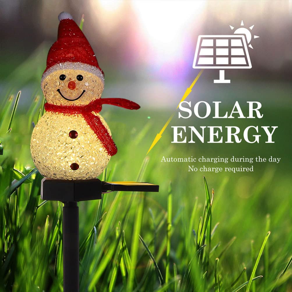 2x Solar Schneemann Lichter - Bodenstecker Für Garten & Hof - Weihnachtsdeko Mit Warmem LED Licht