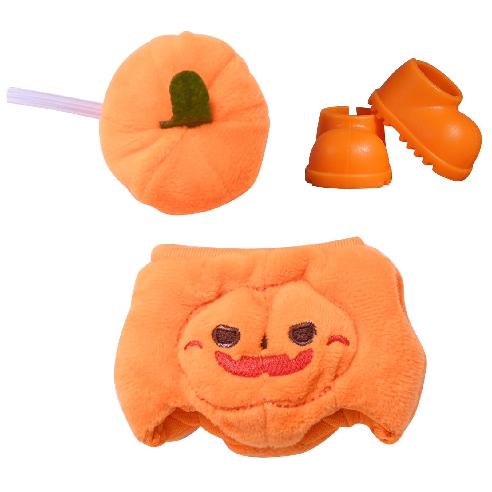 DAVBNM Doll Clothes for 17cm Plush Dolls, Cute Pumpkin Jumpsuit Clothes