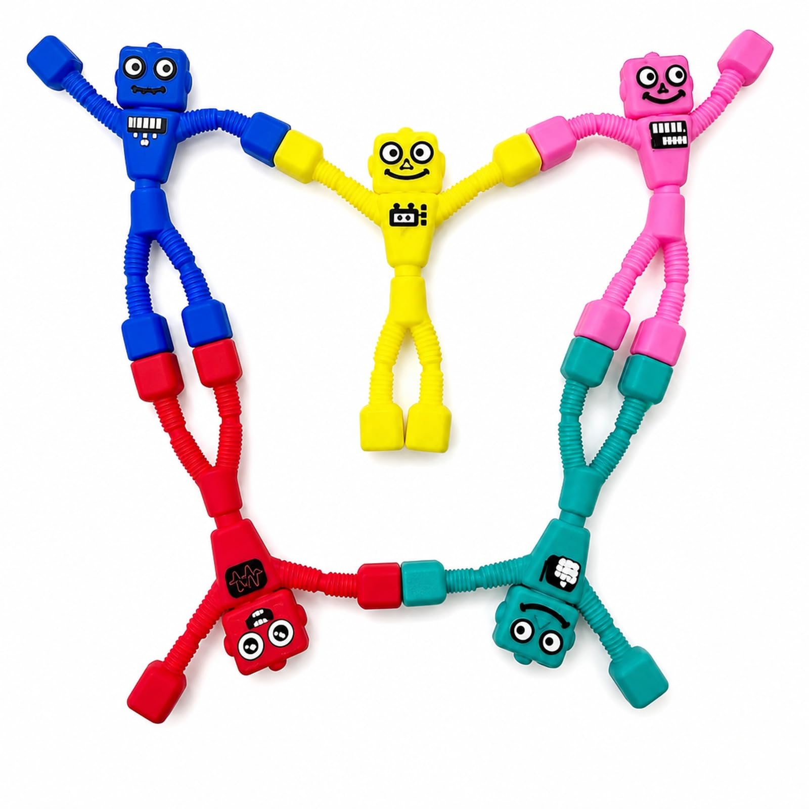 10-Piece Bendable Fidget Figures Set, Flexible Suction Figures for Travel Desk