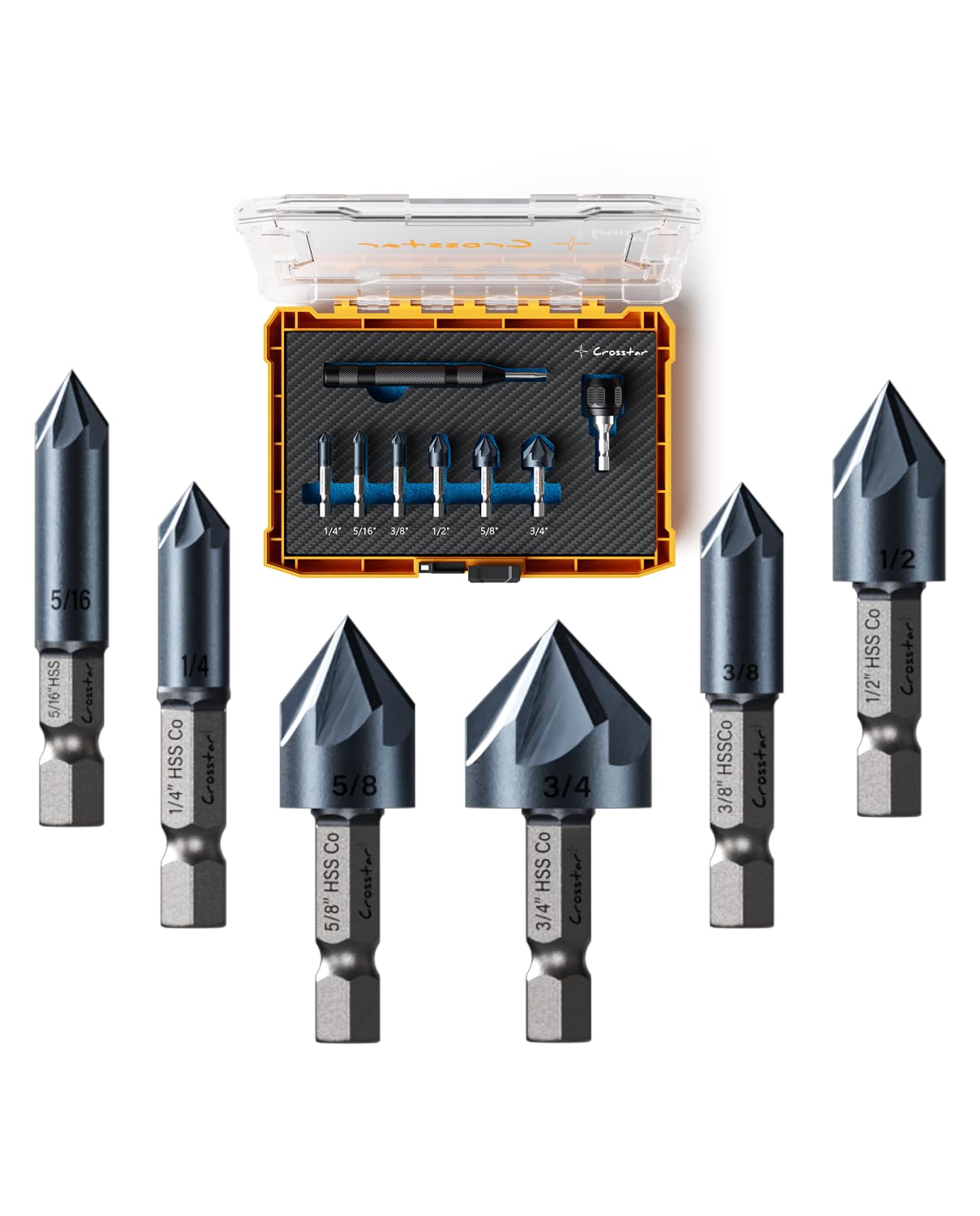 Crosstar Cobalt Countersink Drill Bit Set - 8 Piece -1