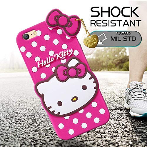 Image of Unirock Hello Kitty Back Case Cover for OPPO A83 | 3D Cute Hello Kitty Case |Soft Silicone Rubber Back Cover with Pendant Kitty Cover for OPPO A83 (Pink)