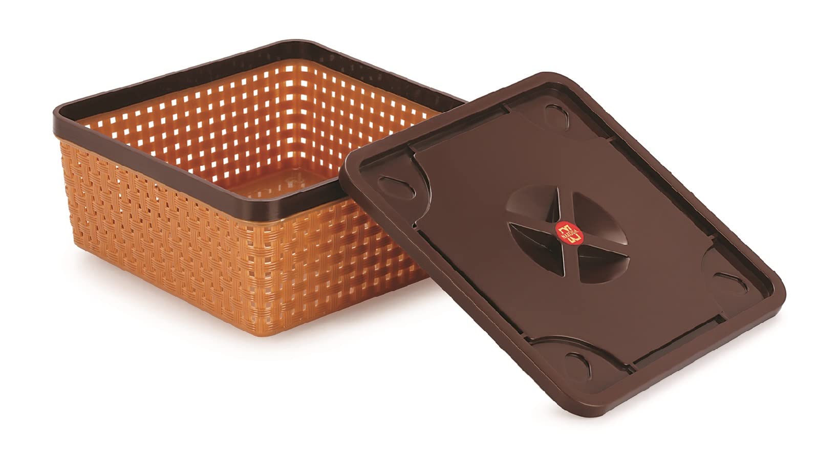 Nakoda 111 Konark Storage Basket With Lid Multipurpose Use for Kitchen & Home Organiser Box for Fruits Vegetables, Toys, Stationary items, Color May Vary