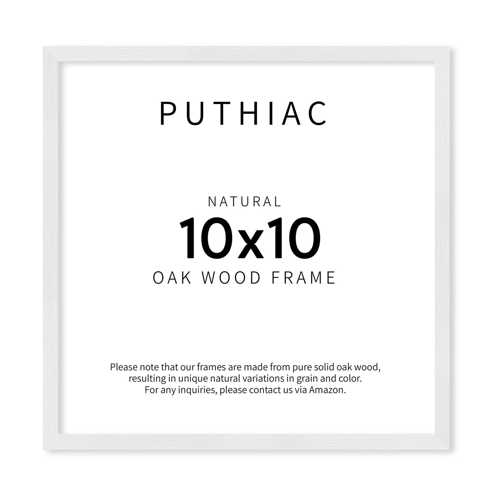 Puthiac 10x10 White Oak Wood Picture Frame - 10x10 Natural Solid Wood Poster Frame for Wall Art Photo and Prints (1 Pack)