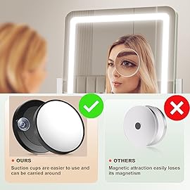 Gvnkvn Lighted Makeup Mirror, Hollywood Vanity Mirror with Lights, Three Color Lighting Modes, and 5X Magnification Mirror, Smart Touch Control, 360Rotation (17.2in. White)