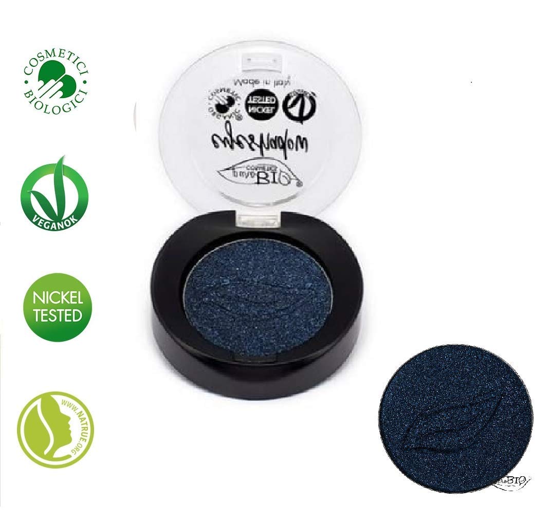 PuroBIO Certified Organic Highly-Pigmented and Long-Lasting Metallic / Duo-Chrome Eyeshadow no 20 Night Blue .With Vitamins and Plant Oils.VEGAN.ORGANIC.MADE IN ITALY.