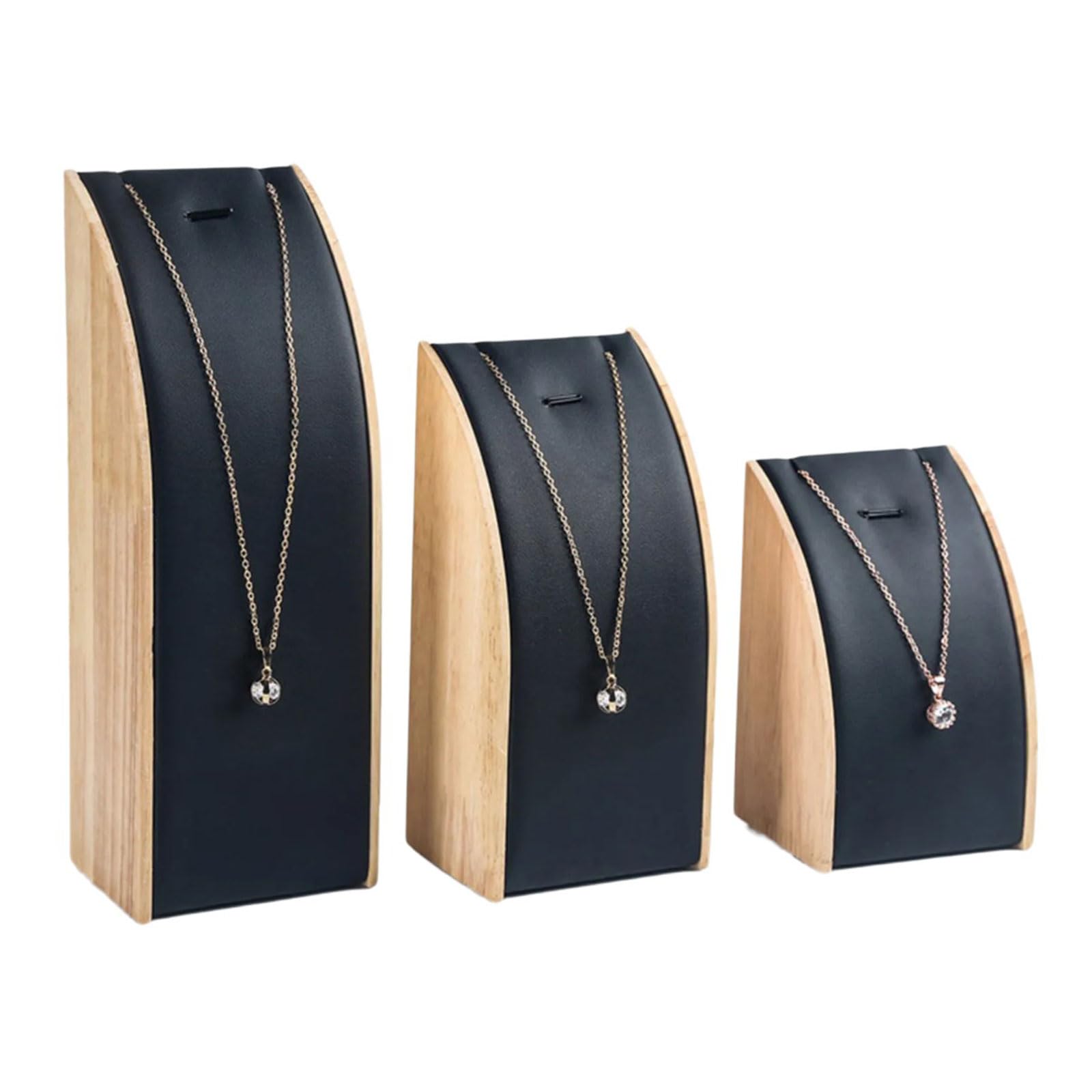 YROHGKPN Sophisticated Sturdy Wood Pendant Display Set 3 Curved Holders Portable Accessory for Ornament Showcasing Retail Jewelry Display