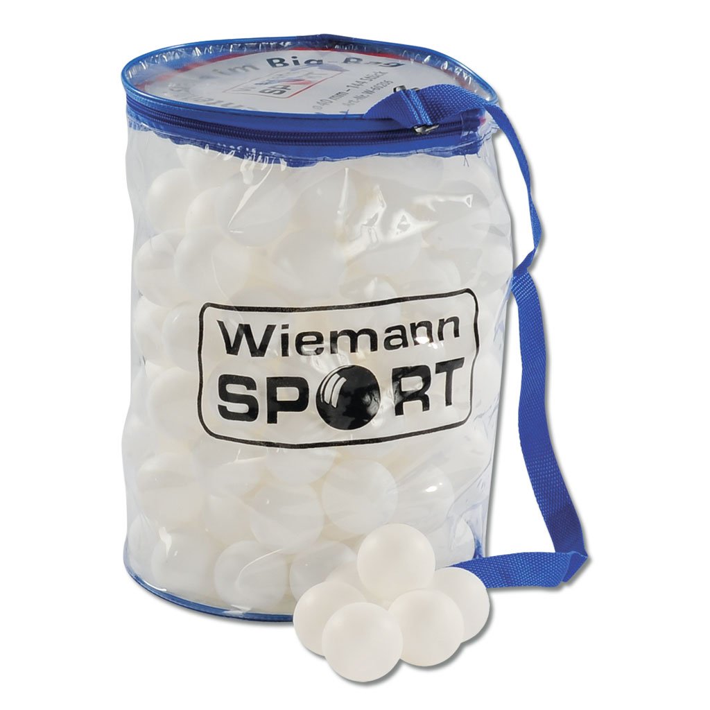 Wiemann Lehrmittel Tischtennis-Bälle, Trainingsbälle 144 Stück in Balltasche mit Reißverschluß, weiß, Ø=40 mm