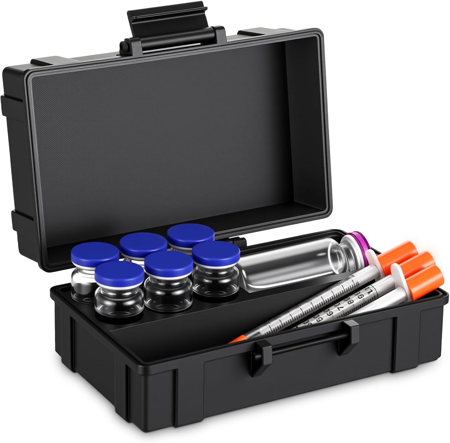 Hushee Peptide Case for 6x10 ml + 1x30 ml Case Holds Vials Water Peptide, Insulin Fridge Holder Storage Cases, Room for Disinfectant Wipes, Fridge and Freezer, Travel Portable Box (Only Box)