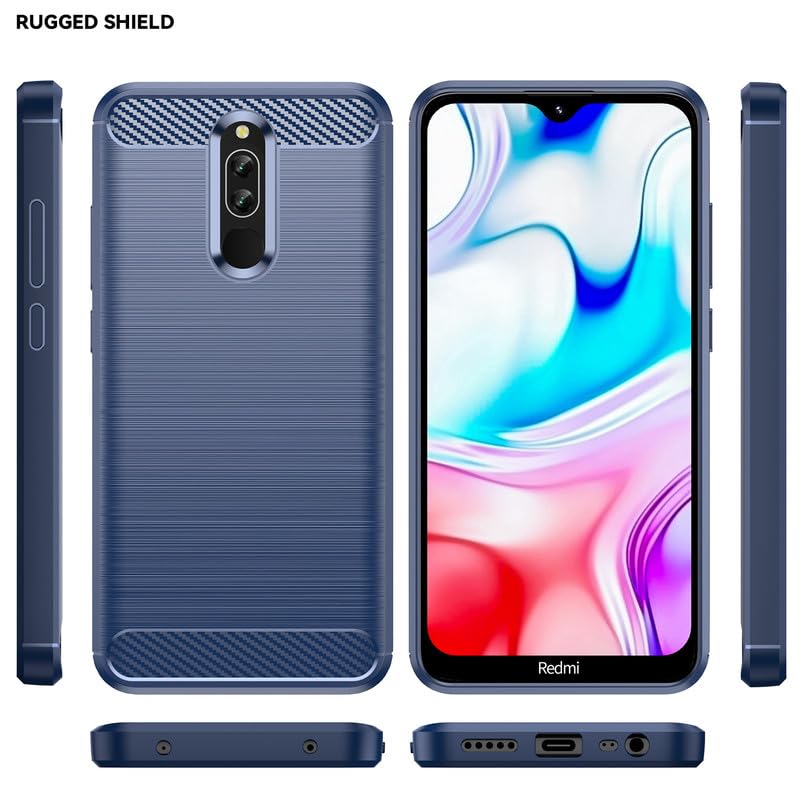 Image of Hybrid Carbon Fiber Back Case for Mi Redmi 8 (Blue)