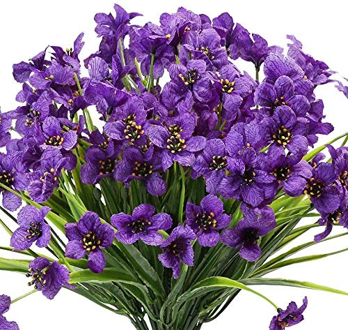 Ancokig 6 Piezas Flores Violeta Artificiales,Plantas Resistentes UV,para Interior, Exterior, jardín, Cocina, Oficina, Mesa, florero Decoración (púrpura) Cover