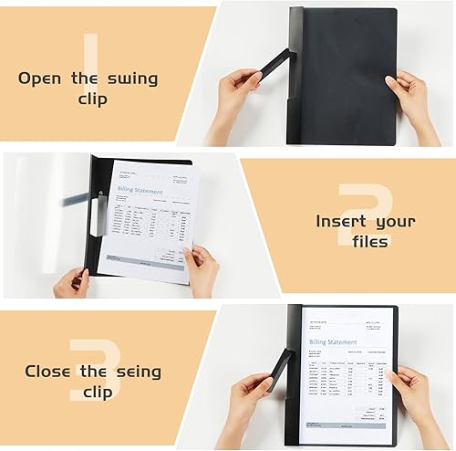 Miniatura 7 de Paquete de 50 portadas transparentes para informes con clip, carpetas de presentación de 11.4 x 9 pulgadas, portafolio, carpeta de currículum,