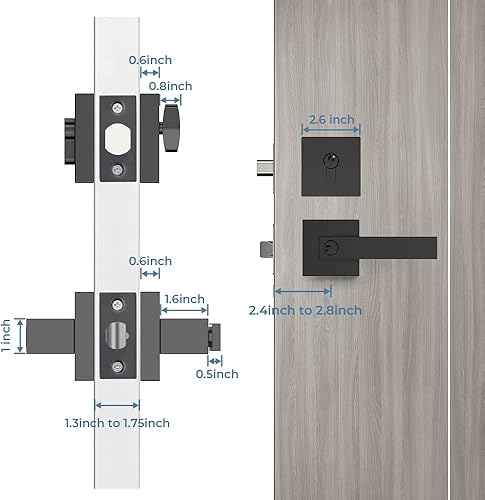 Miniatura 3 de SAGAIOT Juego de 1 palanca de entrada con llave para puerta delantera y cerrojo de cilindro único, manija de entrada exterior con llave igual, color