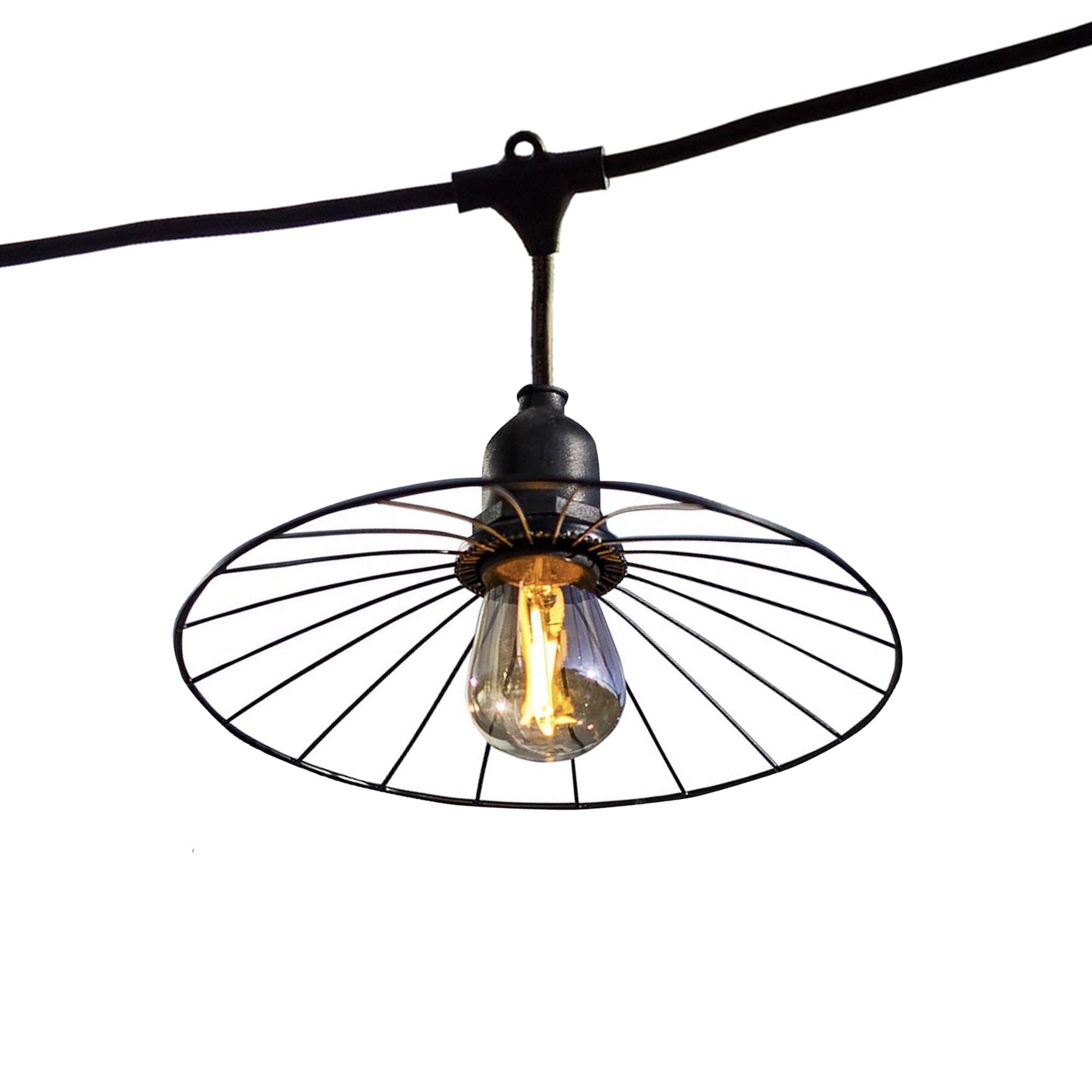Guirlande lumineuse raccordable d'extérieur avec abat-jour en métal filaire 10 ampoules à filament douille E27 LED blanc chaud CHIC CAGE LIGHT CONNECTABLE 6m