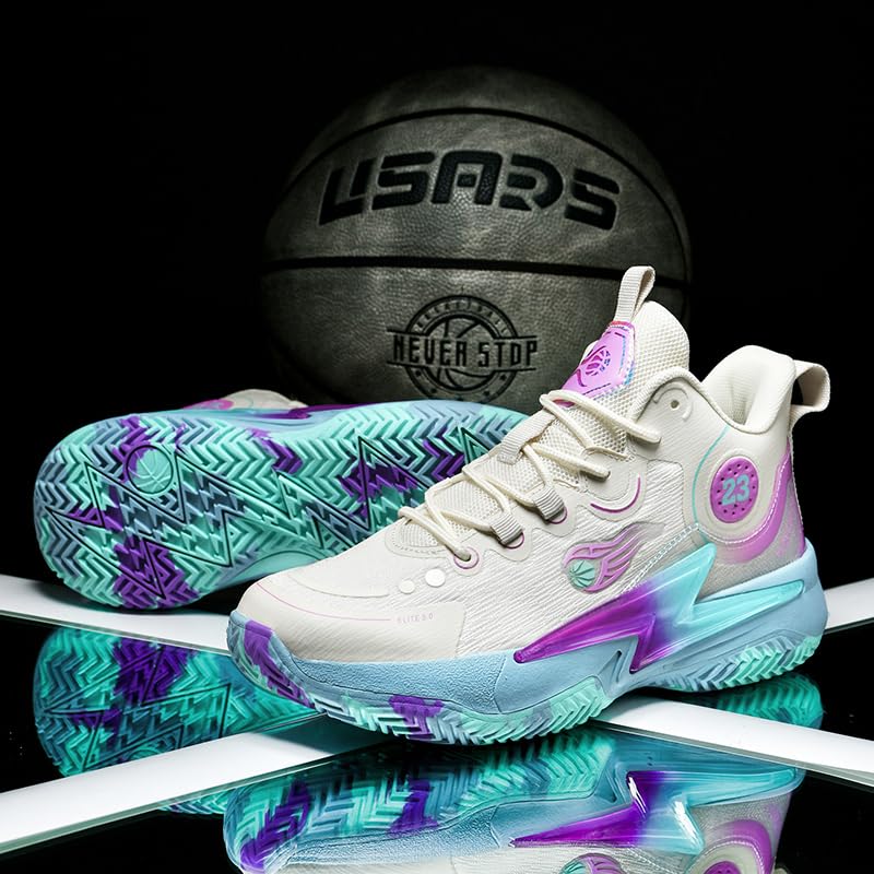 Image of Womens Mens Basketball Shoes Lightweight Fashion Breathable Comfortable Non Slip Sport Indoor Outdoor Sneakers for Unisex
