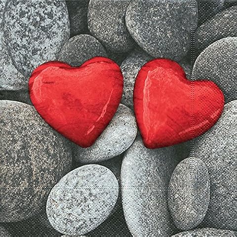 20 Serviettes Love Stones - Stone of Love/Hearts/Red 33 x 33 cm Cover