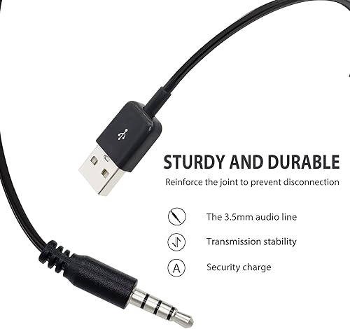 Miniatura 5 de YACSEJAO Cable USB a conector de audio en espiral de 0.138 in, cable adaptador AUX macho a USB 2.0 para reproductores de MP3, auriculares